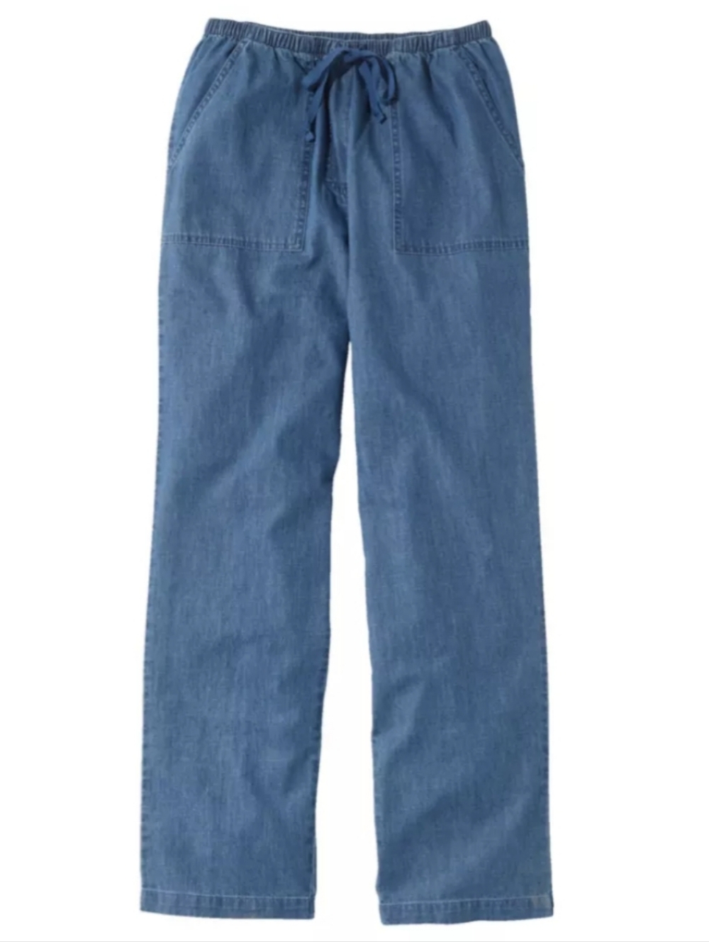 L.L. Bean Women's Lightweight Drawstring Chambray Pants - Blue